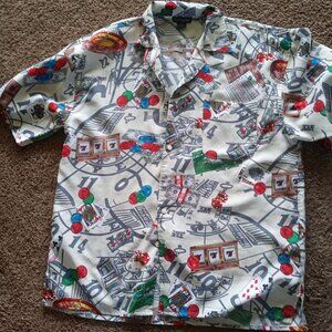 Ferugini Poker Button Down Short Sleeve Shirt Hawiian Shirt Style Mens Fashion